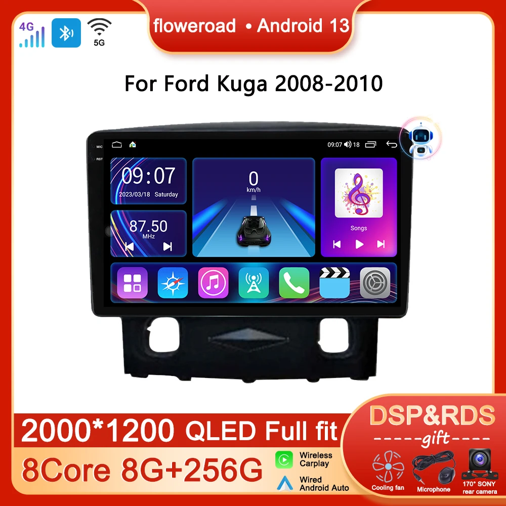 

Головное устройство 8G + 256G сенсорный экран Android для Ford Kuga 2008-2010 автомобильное радио мультимедийный плеер GPS-навигация SWC NO 2 din DVD 4G BT