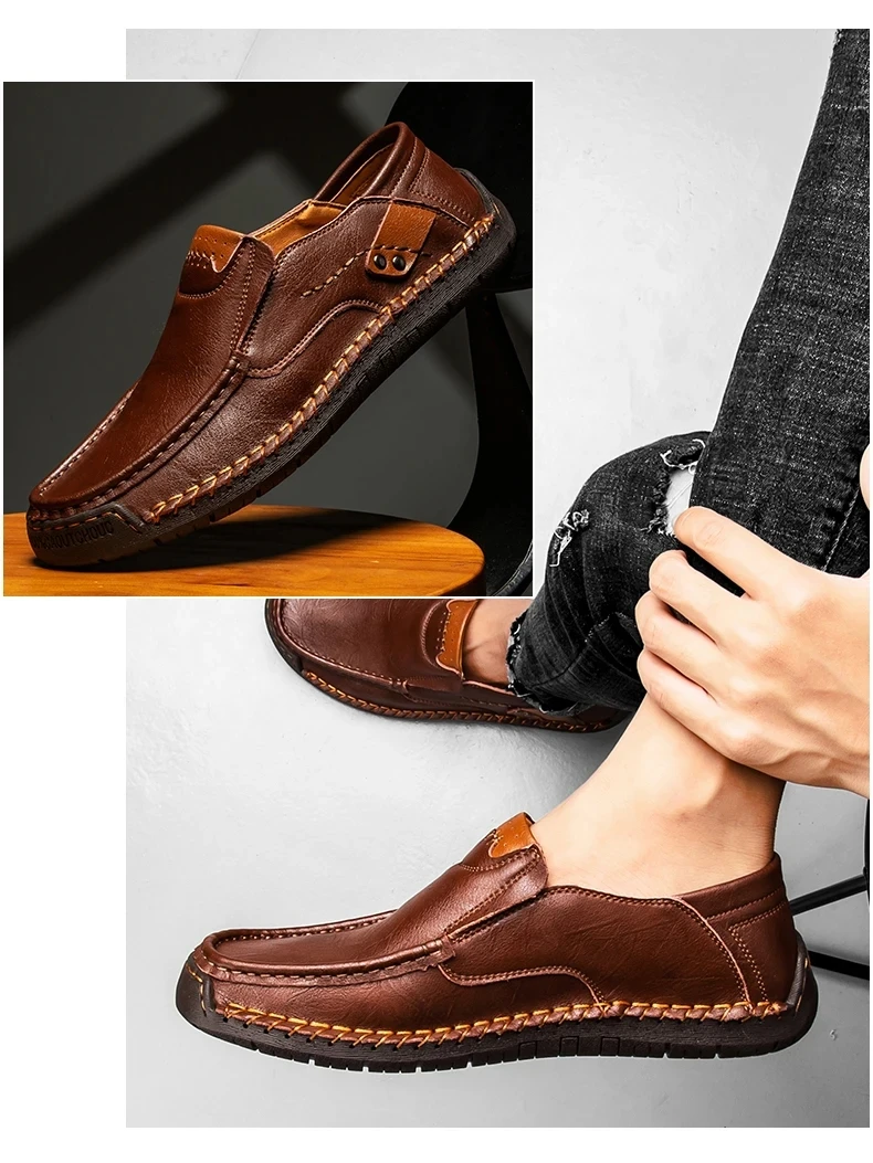 Neue Mode Männer Casual Schuhe Handgemachte Leder Loafer Bequeme männer Schuhe Qualität Split Leder Flache Fahren Schuhe Größe 48 – Detail 28