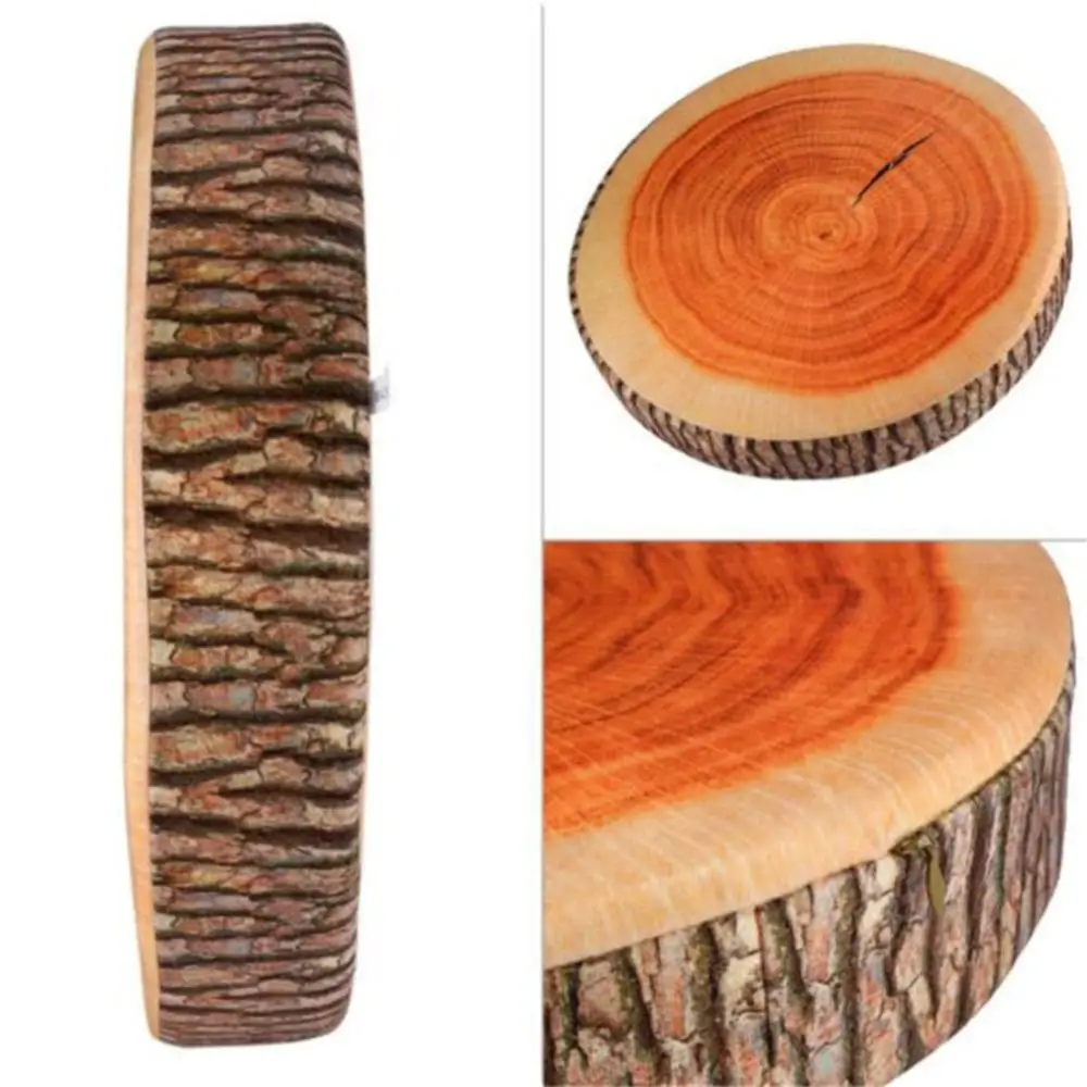 Comfortable Material Tree Log Pillow PP Cotton Filled Soft Texture Stump Cushion Realistic Wood Grain Round Floor Cushion For