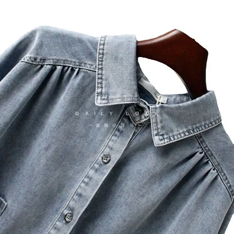 

2026 Spring Autumn New Denim Shirt Jacket Women Casual Jean Ladies Long Sleeve Waist Cowboy Outwear Female Coat Short Tops