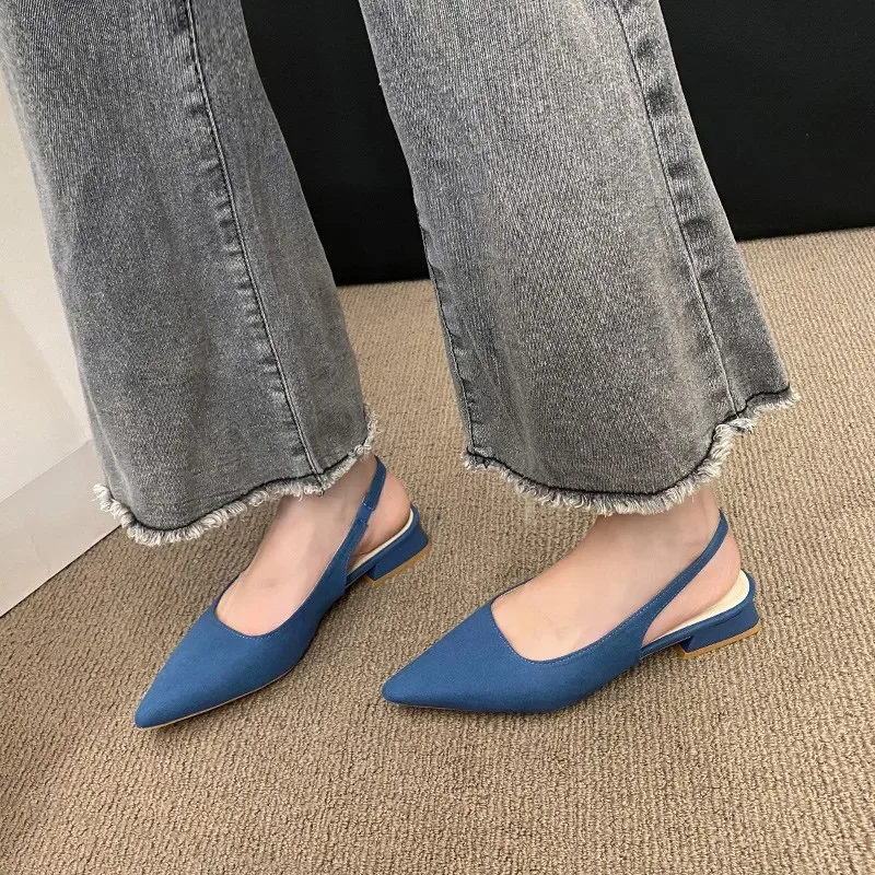 2024 High Quality Ladies Shoes Slip-on Women\'s Sandals Fashion Slingbacks Office and Career Hot Sale Plus Size Toe Cap Sandals