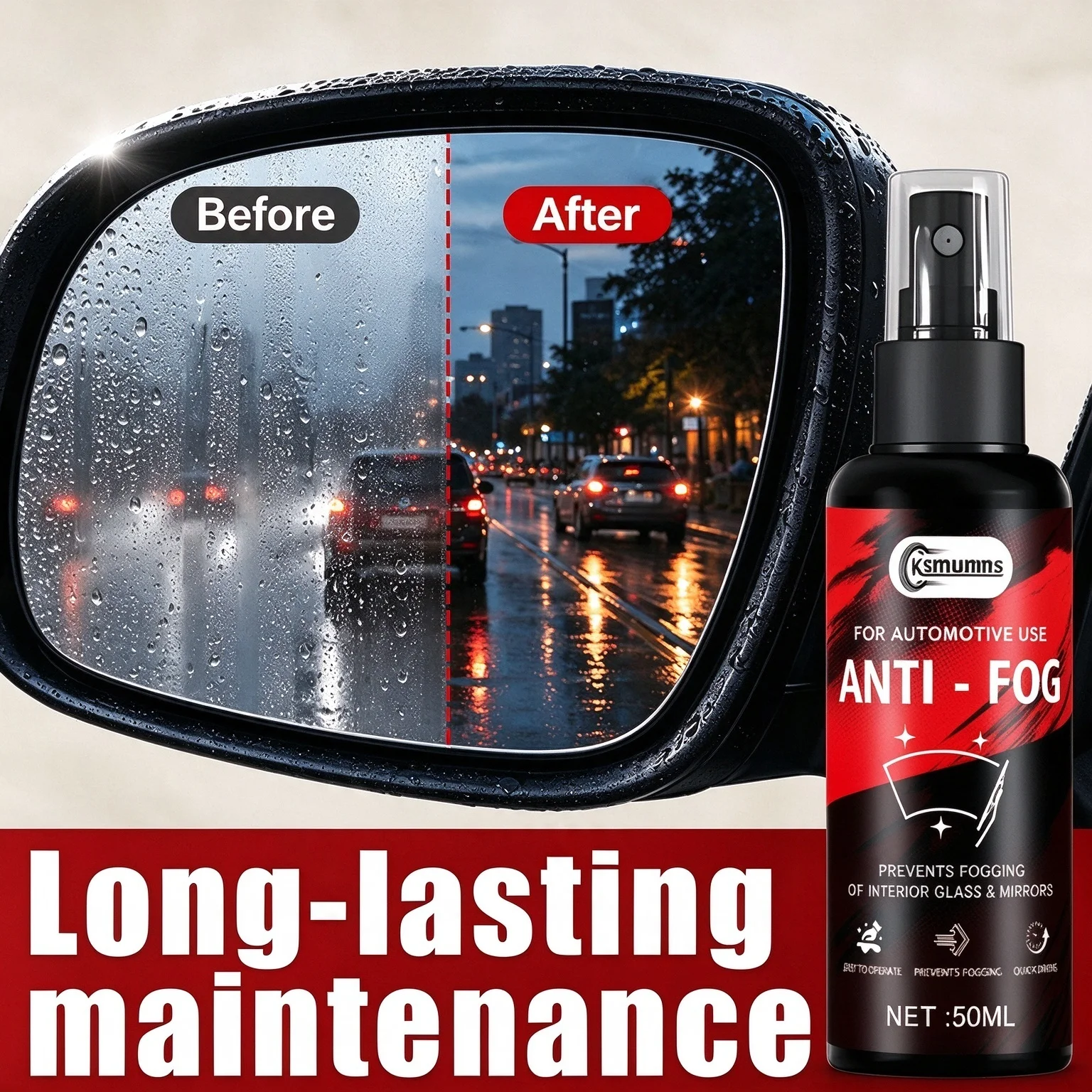 Multifunctional Anti-Fog Spray, Suitable for Cars, Motorcycles, And Home Use - Windshield/Rearview Mirror/Helmet Defogger