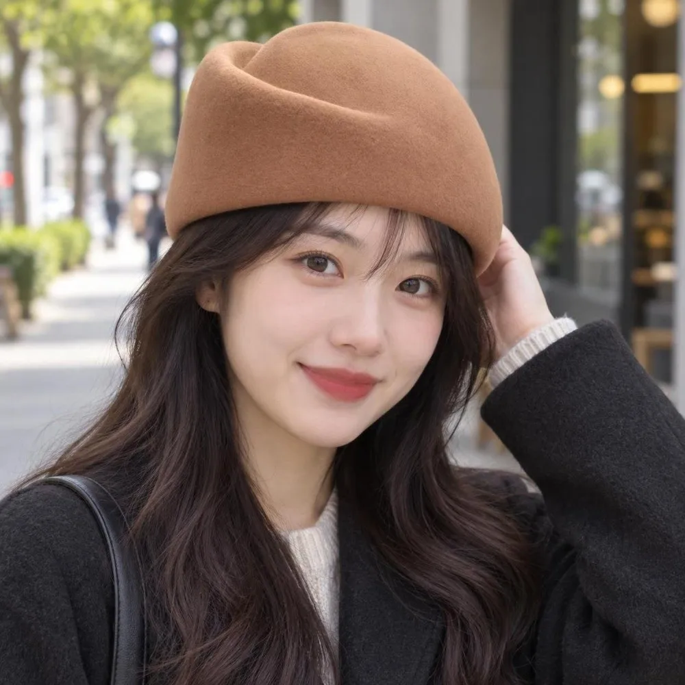 Fashion Warm Felt Fabric Beret Versatile Design Classic Pillbox Hat All-match Elegant Style Airline Stewardess Caps Party