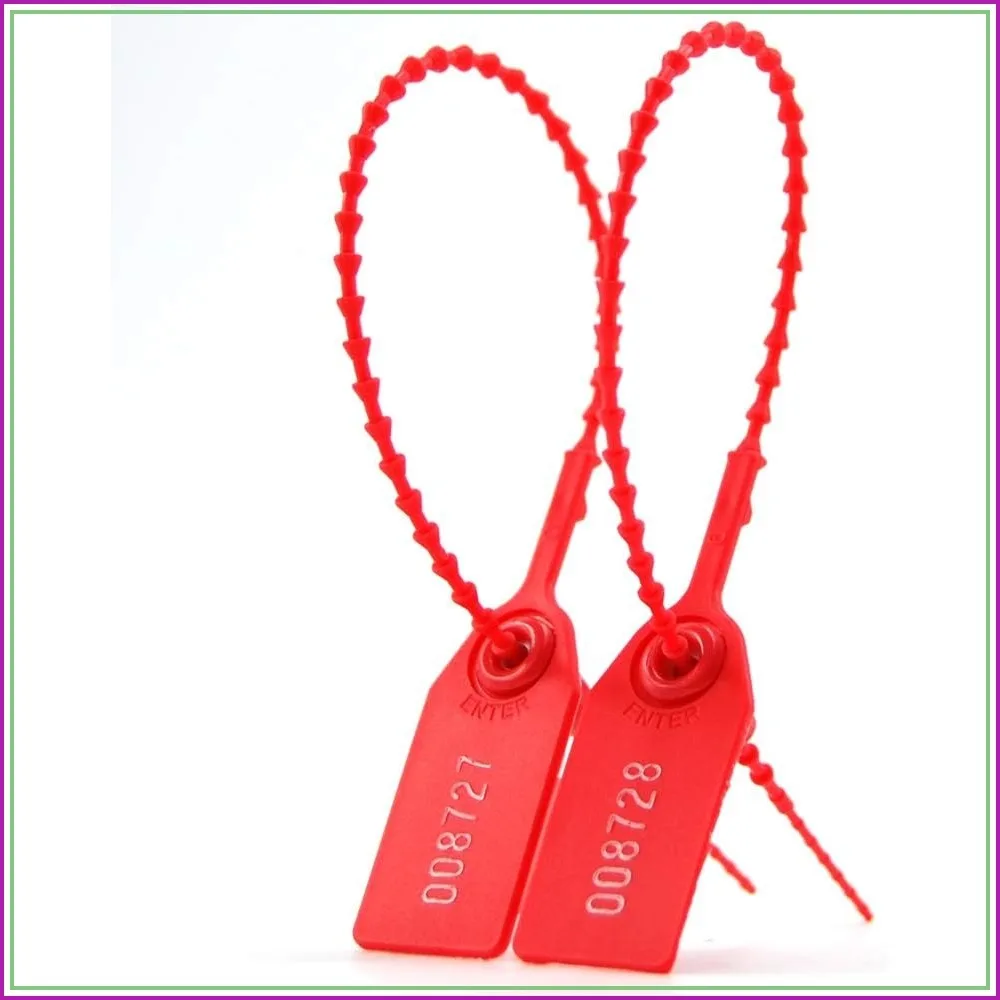

100 Plastic Tamper Seals, Numbered Zip Ties for Fire Extinguisher, Pull Tite Security Tags, Disposable Self Locking Signage 250mm