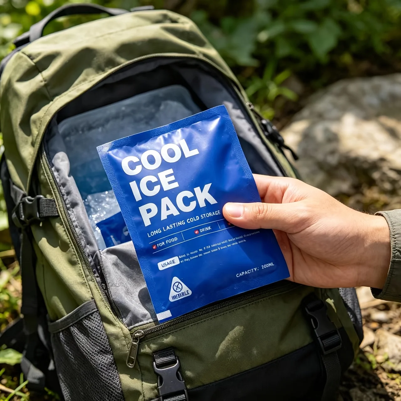 Portable Self‑Absorbing Water Ice Bags, Reusable Cold Pack for Long‑Distance Cold Chain Transport, Outdoor Camping, Drinks Cooli