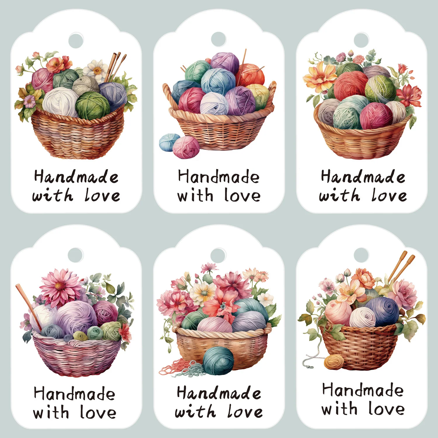 

48Pcs/set Vintage Yarn Paper Tag Yarn Ball Knitting Hanging Labels for Wedding Birthday Decor Handmade Gifts Packaging Supply
