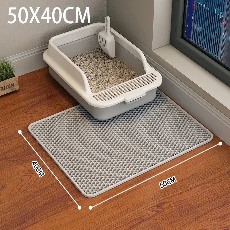 Cat Litter Mat Double Layer Waterproof Urine Proof Trapping Mat Easy to Clean Non-Slip Toilet Pad Cat Scratch Pad Large Foot Pad