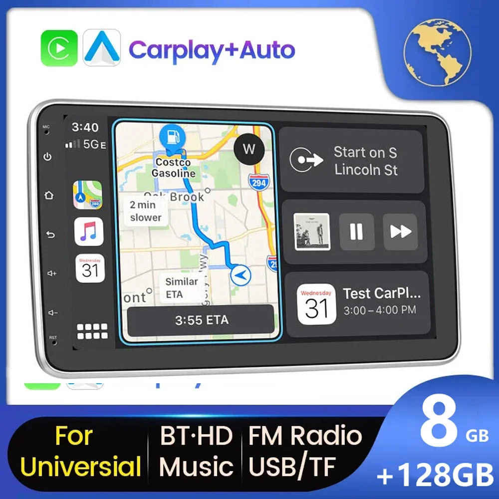 

10.1 Inch Universal Single 1 Din Rotatable Car Accessory Radio Multimedia Player GPS Navi Automotive Stereo Carplay BT DSP RDS