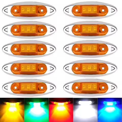 10PCS 12V 24V Side Marker Lights Oval Front Rear Clearance Indicator Lamp for Scania Truck Accessorie Trailer BUS Van Caravan