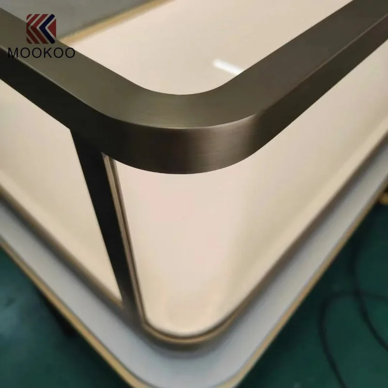 custom.MOOKOO LED Lighting Adjustable Modern Stainless Steel Glass Iron Retail Store Display Cabinet Jewelry and Shopping