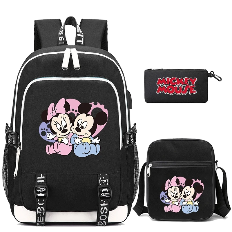

3Pcs/set Mickey Mouse Backpack Teenage Boy Girl Back To School Backpack Backpack with Handbag Pencli Case Kid Gifts