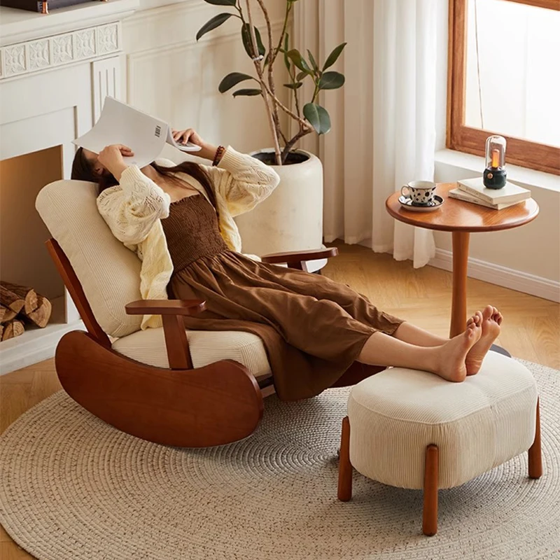 

Rocking Relax Living Room Chairs Lounge Mobile Luxury Bedroom Designer Chairs Reading Wooden Sillon Chinese Style Furniture