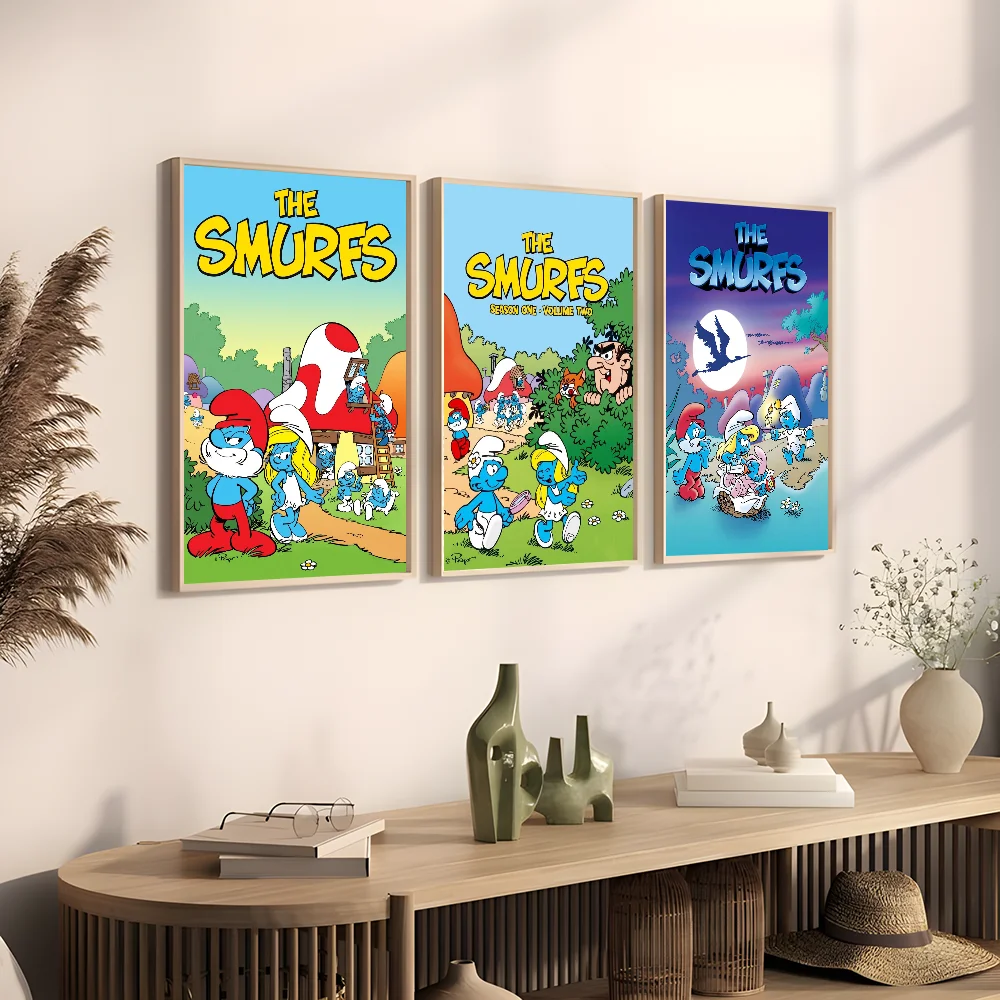 Cartoon The S-Smurfs-S Anime Blue Cute Poster Prints Perfect Design Nordic Modern Home Decor Gift