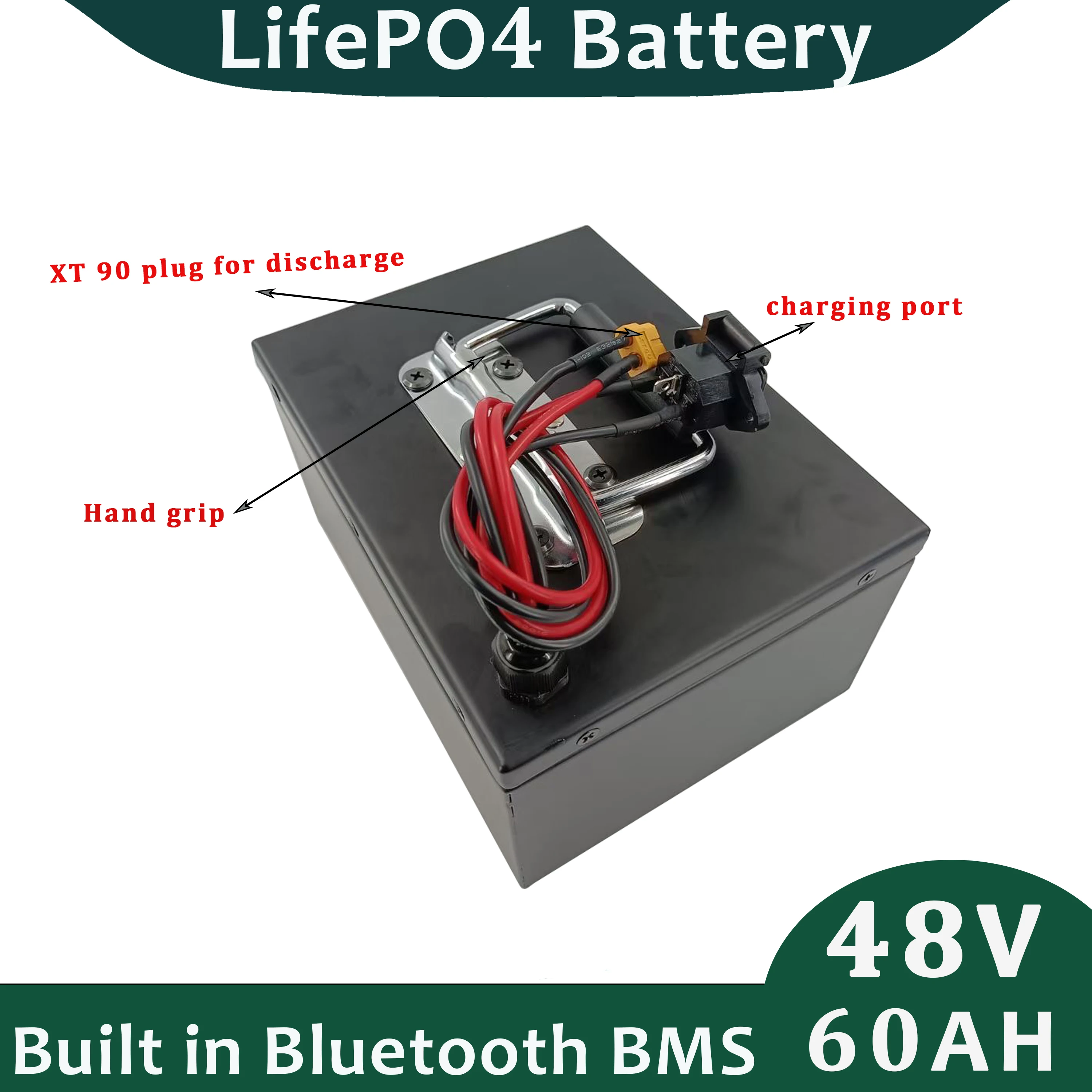 48V 60AH LifePO4 Battery Pack Support Customized +10A Charger for Touring Car