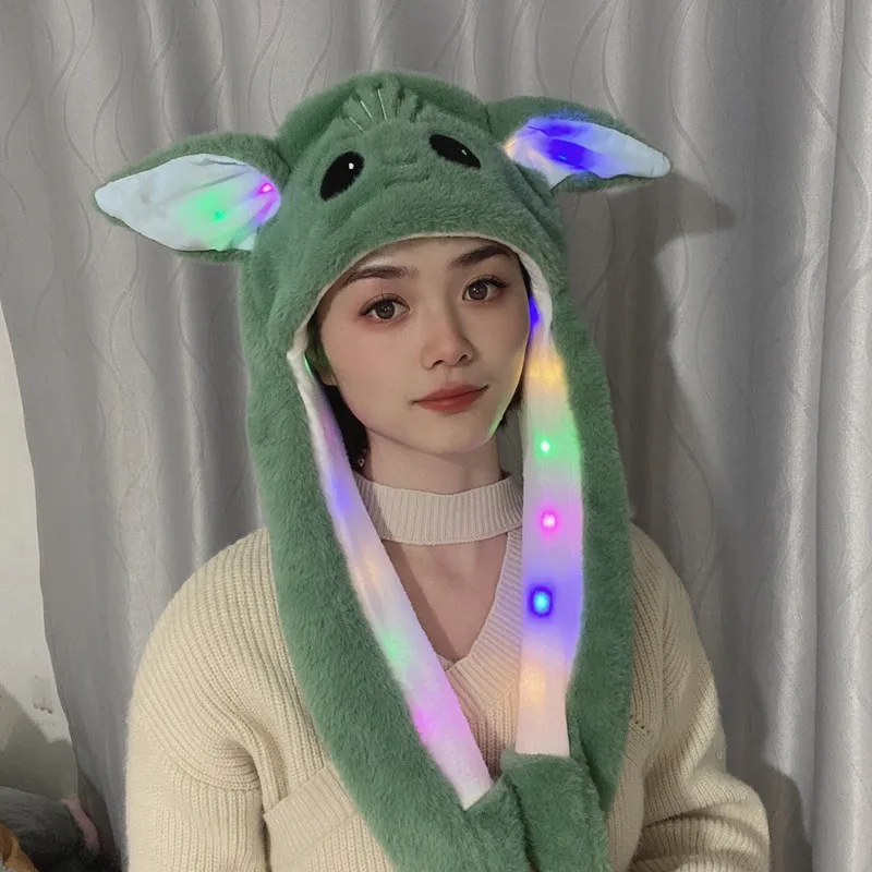 Disney Kawaii Anime Star Wars Baby Yoda Plush Hat Baby Yoda Figure Kawaii Cartoon Ears Hat Kids Toys Boys Girls Christmas Gift