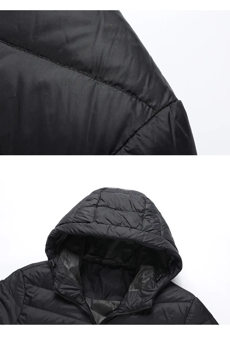 Parkas en duvet de canard léger pour hommes, veste thermique coupe-vent, pardessus chaud, optique rembourrée, capuche