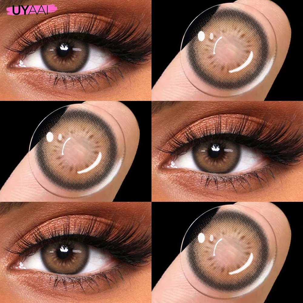 UYAAI Natürliche Braune Linsen, Grüne Schönheitslinsen, 1 Paar Farbige Augenpupillen, Koreanischer Stil, Modische Linsen für Große Augen, Grüne Colorcon – Detail 19
