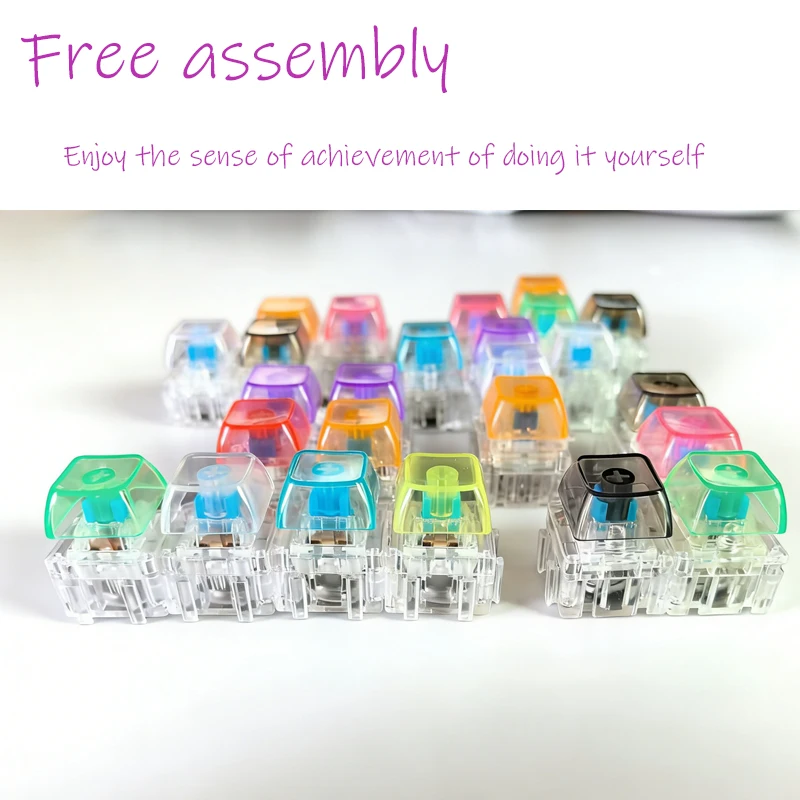 /LED free assembly keyboard keychain Fidget toy crystal clicker sensory toy stress relief keyboard keychain adult children's toy