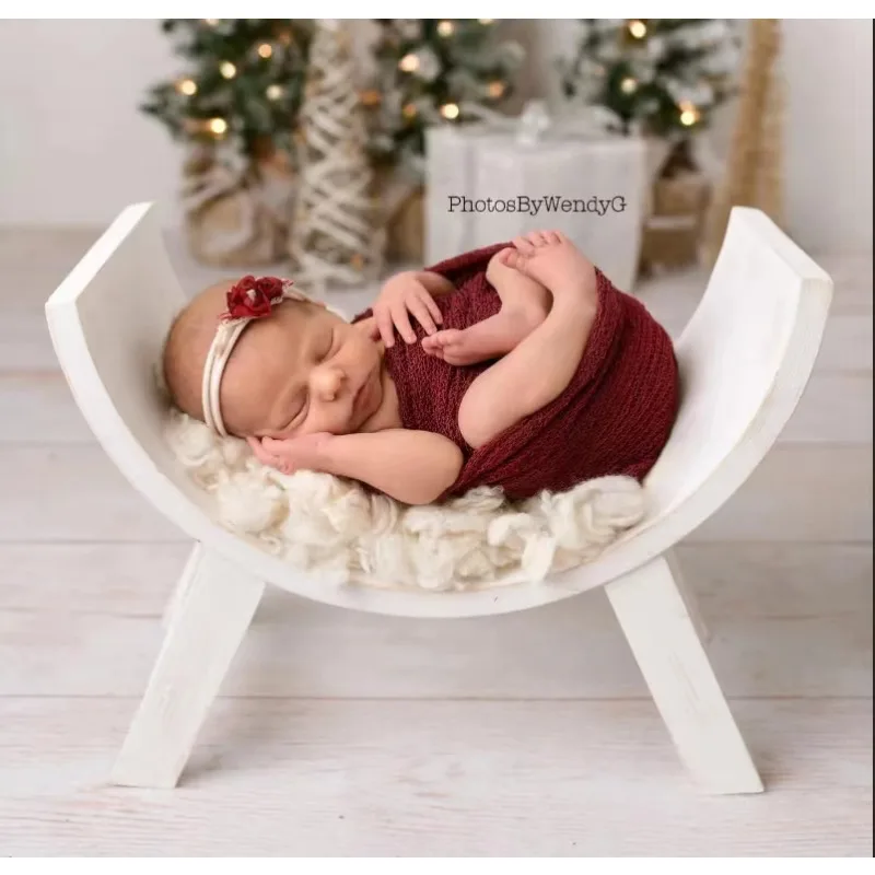 Newborn Photography Props Do Old Solid Wood Props Semi-round Stool Photo Studio Children Props Crescent Stool Posing Props