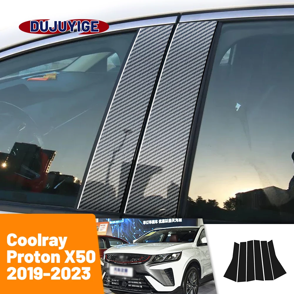 

For Geely Coolray Proton X50 2019-2023 2020 2021 Carbon Fiber Window Door Column Deal B C Pillar Post Cover Trim Sticker