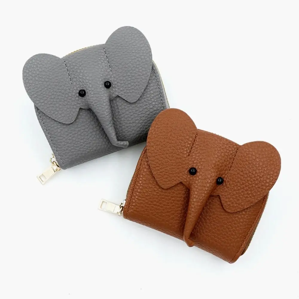 

Portable Elephant Pattern Women's Wallets Multi-card Slot PU Leather Card Holder Simple Large-capacity Travel Card Organizer