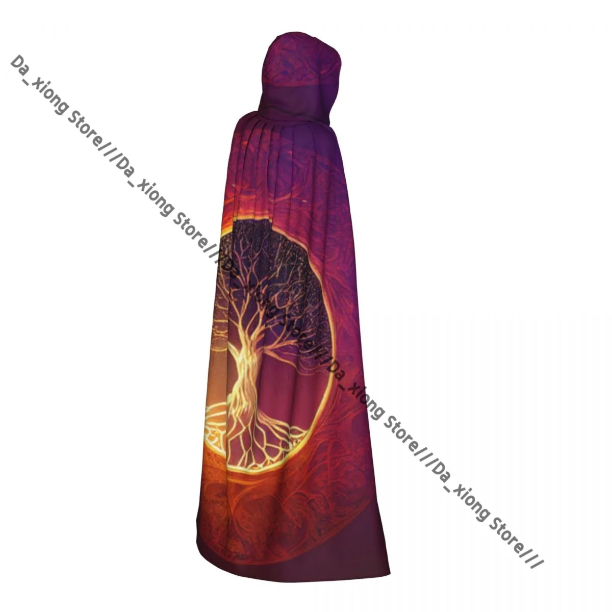 Tree Of Life Yggdrasil Witch Cloak Hooded Cosplay Costume Halloween Adult Long Party Cape