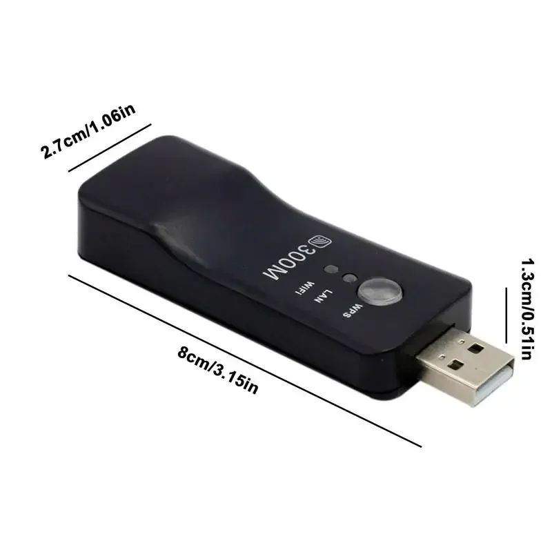 Receptor USB inalámbrico de 300Mbps, adaptador repetidor Wifi para TV inteligente, amplificador de mejora de señal WiFi, TV Stick, repetido de red Ethernet