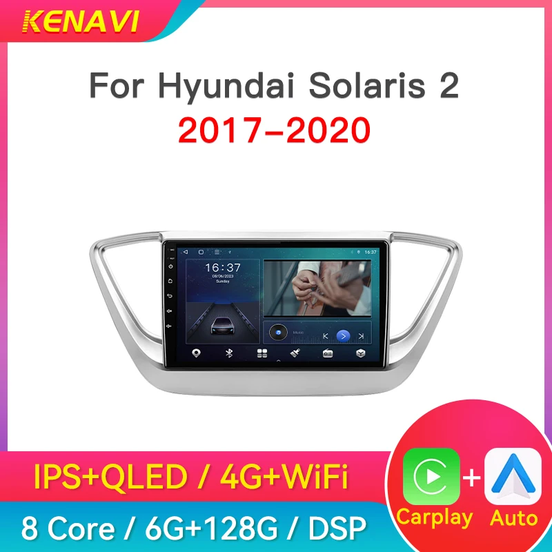 Car Stereo Radio For Hyundai Solaris 2 2017-2020 Carplay Android  Auto GPS Screen Head Unit Lntelligent Center Multimedia Player