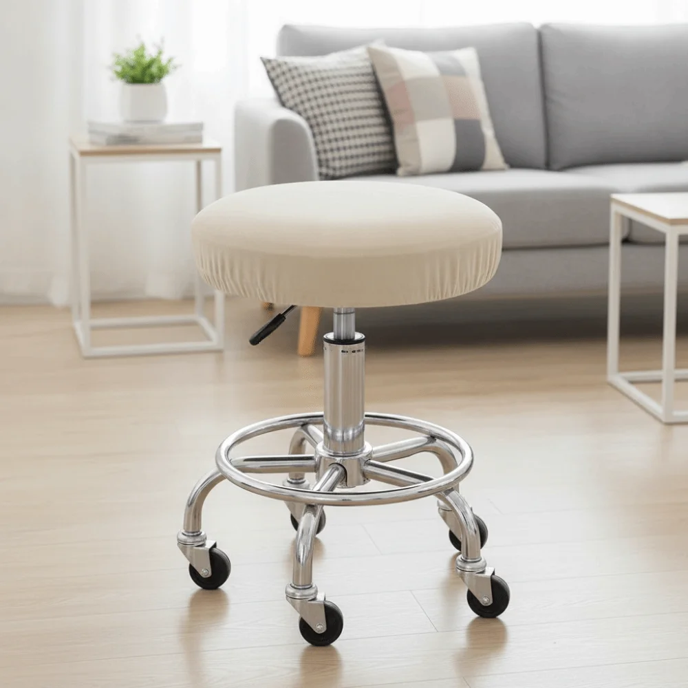 Breathable Bar Round Stool Cover Thickened Elastic Chair Seat Slipcovers Elastic Band Removable Swivel Chair Cover