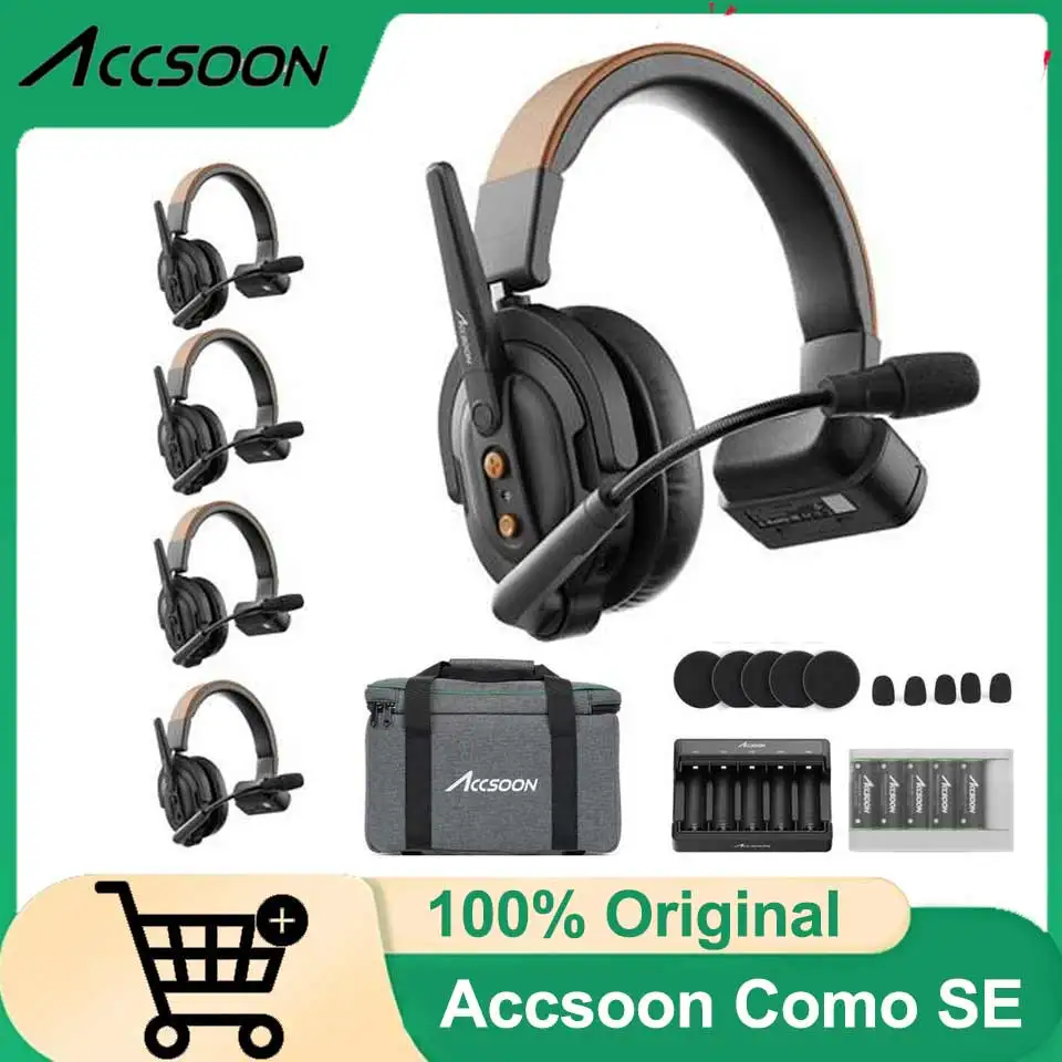 

Беспроводная полнодуплексная система внутренней связи Accsoon CoMo SE MIC03 1V4 для 5 человек: 1 основной блок и 4 удаленных командных гарнитуры с микрофоном