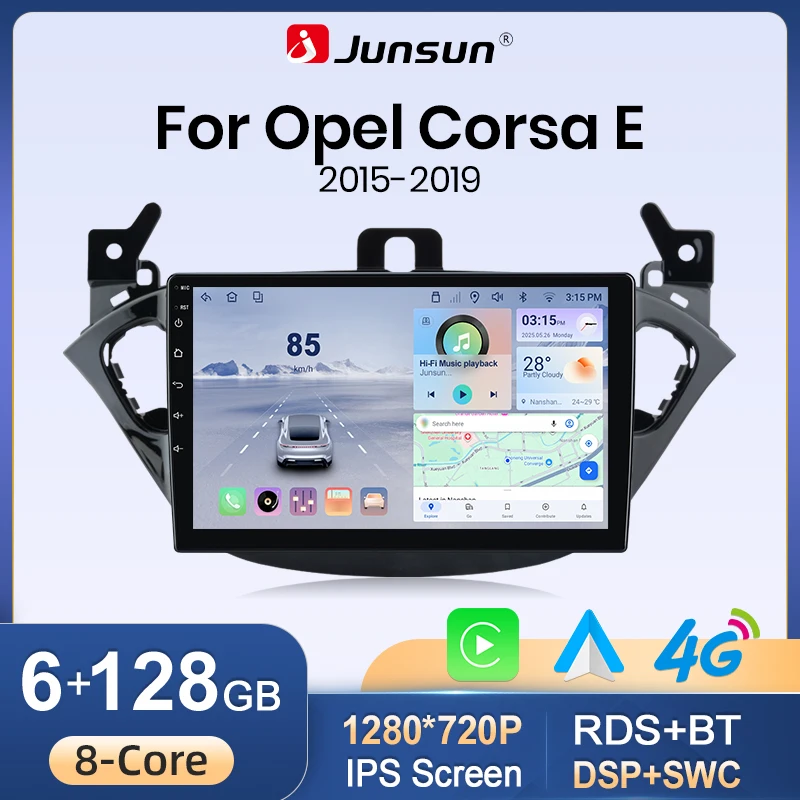 Junsun Autoradio Stereoanlage für Opel Adam 2013-2016 für Corsa E 2015-2019 Multimedia-Videoplayer GPS-Navigation Touchscreen