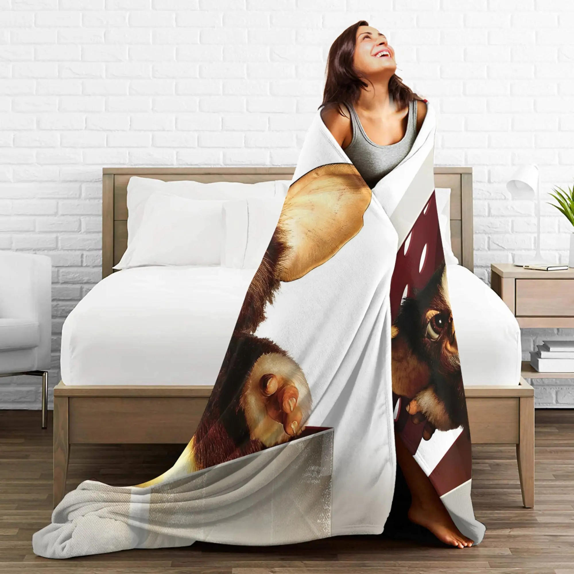 Gizmo Mogwai الوحش Gremlins بطانية دافئة مضحك أفخم الفراش يلقي للأريكة السرير السفر الفانيلا المفرش غطاء السرير #4