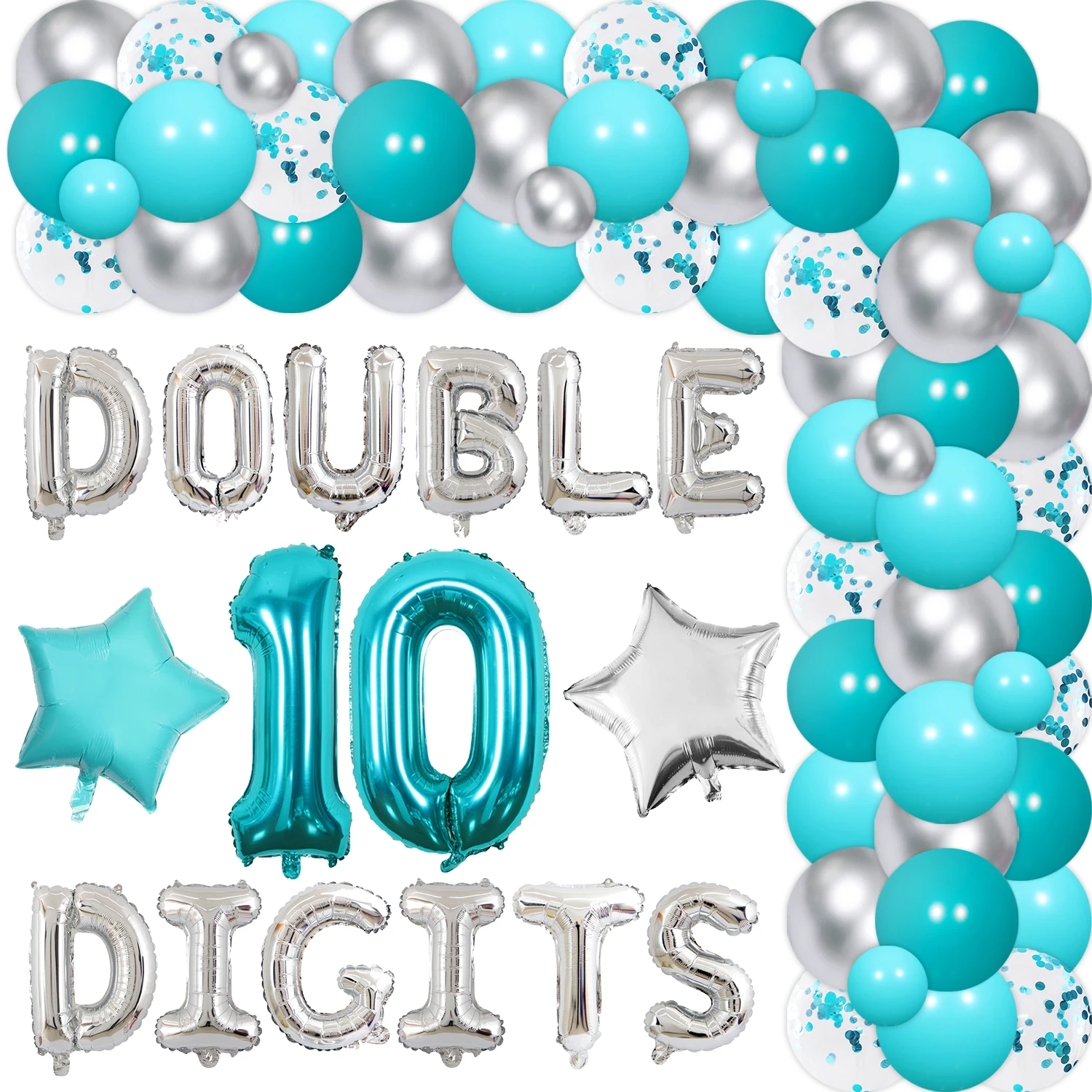 

Double Digits Happy 10th Birthday Decor Balloon Garland Arch Kit for 10th Boys Girls Sons Daughter Birthday Party Decor