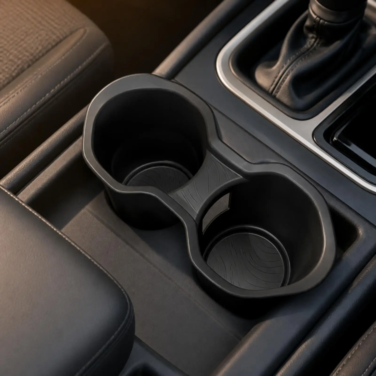 SUV Center Console Cup Holder Silicone Insert Double Compartment Vehicle Drink Organizer