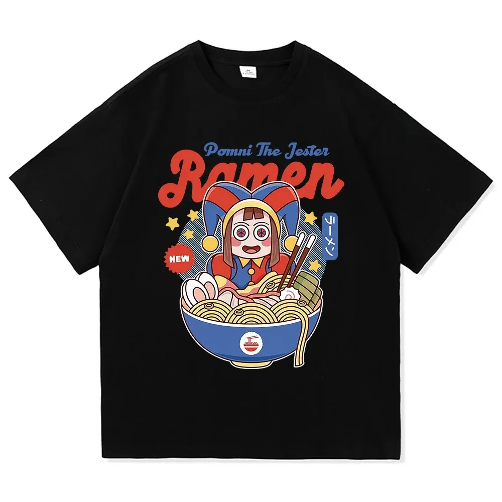 The Amazing Digital Circus Jax Ramen T Shirt Fashion Men Funny Caine Pomni T-Shirt Unisex Cute Rabbit Noodles Cotton Tees Shirts