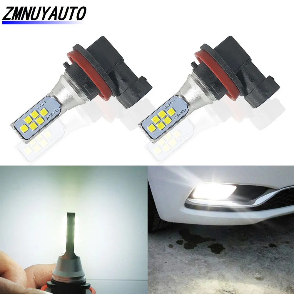 

2Pcs H11 H8 LED Fog Lights Bulb 6000K 1400LM Auto Lamp Super Bright Car Fog Lights Day Running Light 12V
