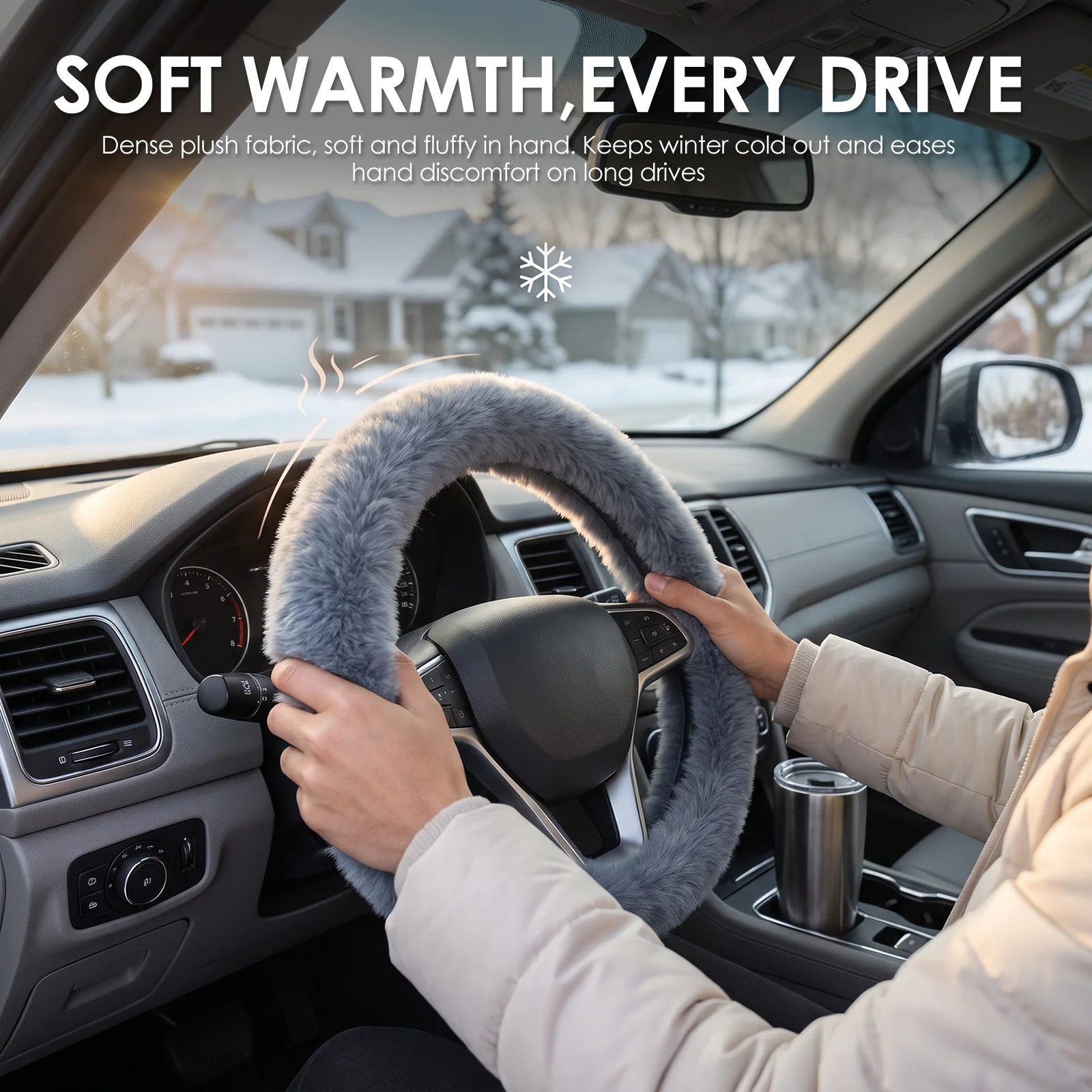 3Pcs/Set Car Steering Wheel Covers Gear Shift Handbrake Cover Winter Warm Fur Case Gear Lever Sleeve Accessories Auto Interior