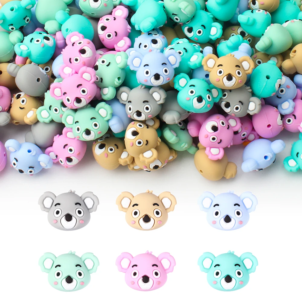 5/10/20pcs 3D Koala Silicone Beads Cartoon Animals Focal Beads For DIY Beaded Pen Bracelet Necklace Jewelry Making Supplies
