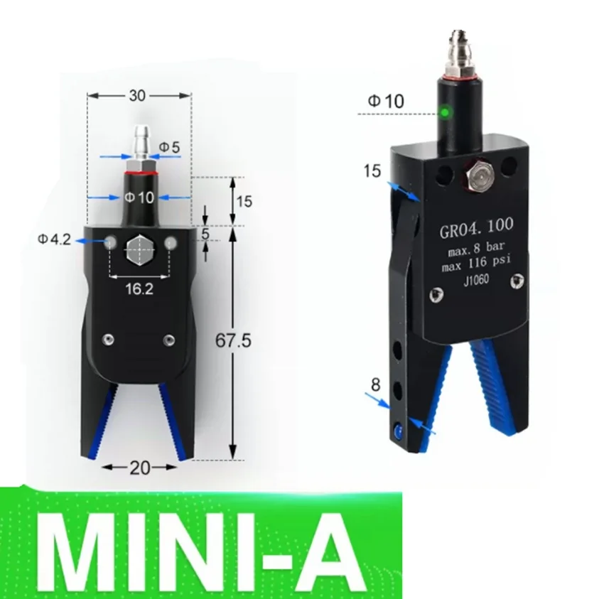 MINI Clamp Robot Accessories A/B/C/D/E Injection Molding Machine Water Port With Rubber ProtectionPneumatic Pliers