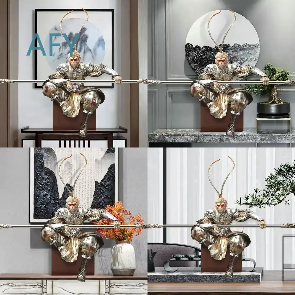 Monkey King Sun Wukong Figurine for Home Decoration Living Room Feng Shui Art Sculpture for Dou Zhan Sheng Fo