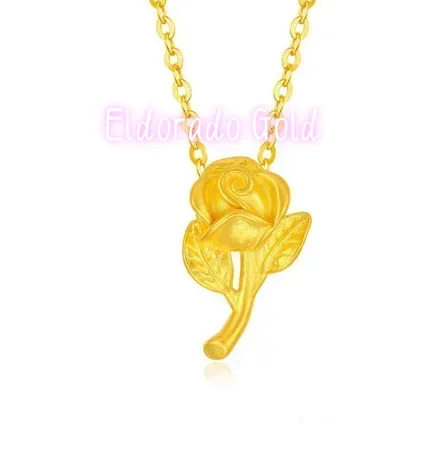 

Золотой кулон Eldorado Gold 999 пробы, подвеска в форме розы, ювелирные украшения из 24-каратного золота, золотой кулон для женщин