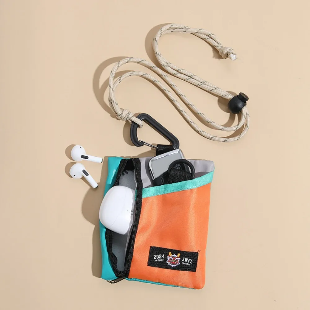 Fashion Nylon Coin Purses Mini Neck Strap Lanyard Coin Bag Cartoon Card Holder Children