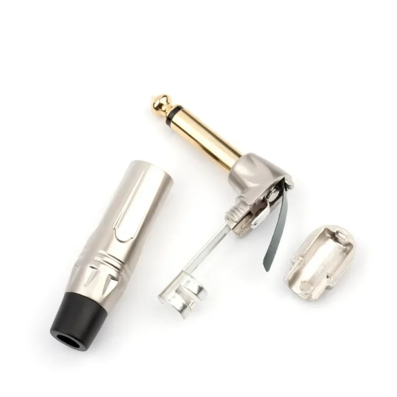 6.35mm 90 Degree Mono Male Plug Right Angle Wire Connector Gold Plated Jack 6.35 Plug Microphone Connector Audio Amplifie