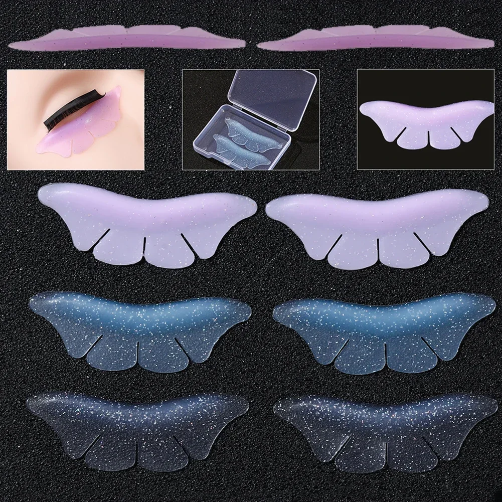 1 Pair Lash Lift Silicone Pads Reusable Under Eye Glitter Butterfly Shape Eyelash Perm Curler Applicator Makeup Accessories Tool