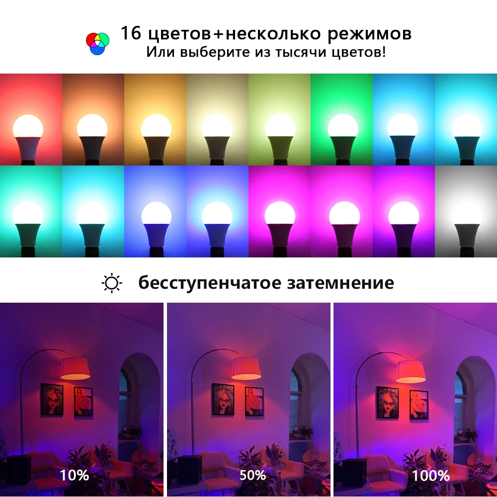 220V E27 LED RGB Lamps 5W 10W 15W IR Remote Control LED Light Bulb Colorful Smart Spotlight LED RGB Lamp Party Home Decora Bulb