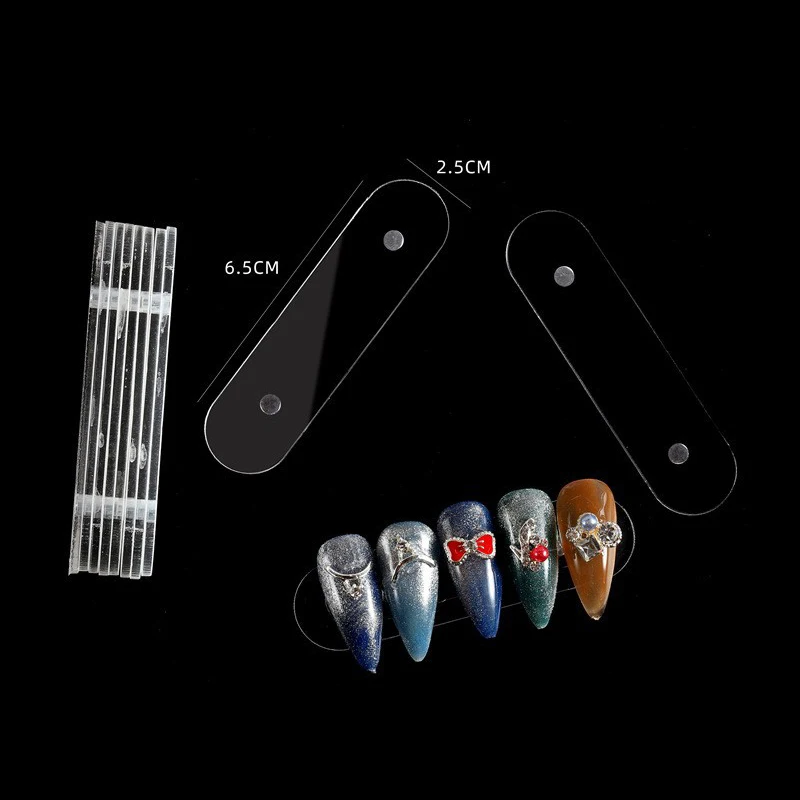 ชั้นวางเล็บปลอมปลอม10ชิ้น/เซ็ตพร้อมแม่เหล็กโปร่งใสใช้ทำอะคริลิคเจลขัดเงาเครื่องมือโชว์เล็บ