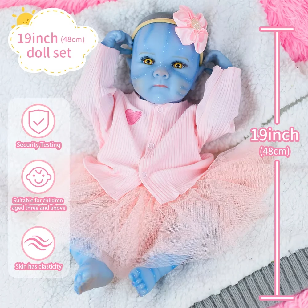 

19inch Bettie Avatar Full Body Silicone Vinyl Reborn Baby Doll Girl Handmade Realistic 3D Skin Waterproof Bath Collectible Toys