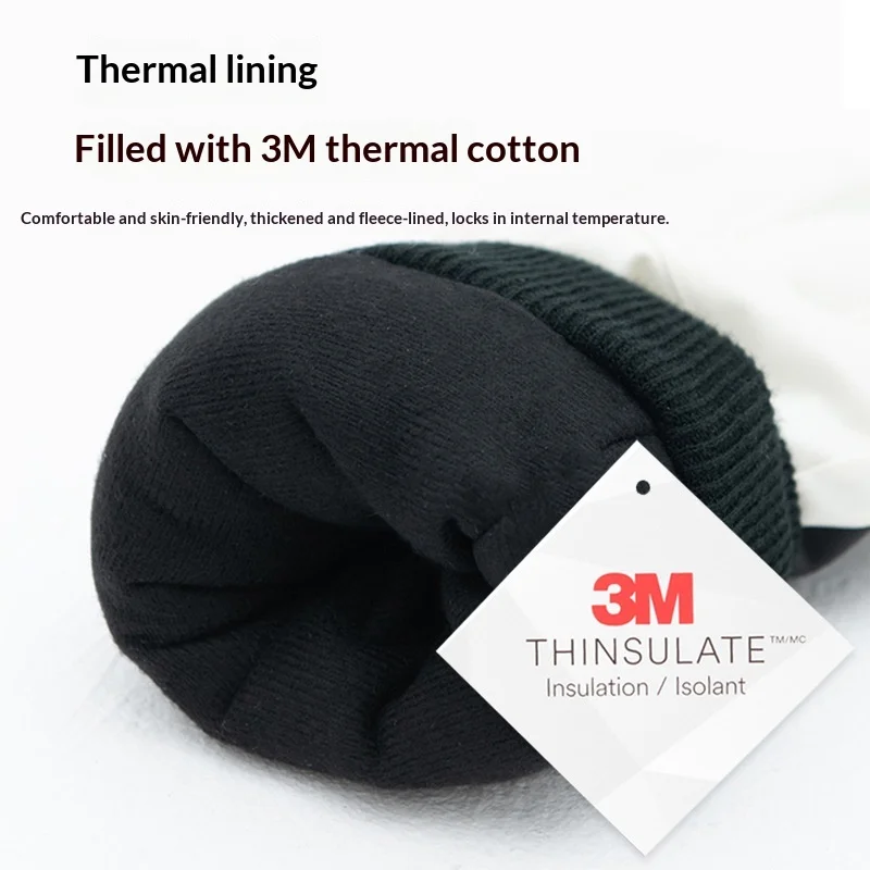 قفازات تزلج تعمل باللمس مع عزل 3M شتوي حراري مقاوم للماء مقاوم للرياح مبطن بالصوف سميك للمشي لمسافات طويلة في الهواء الطلق وركوب الدراجات #2