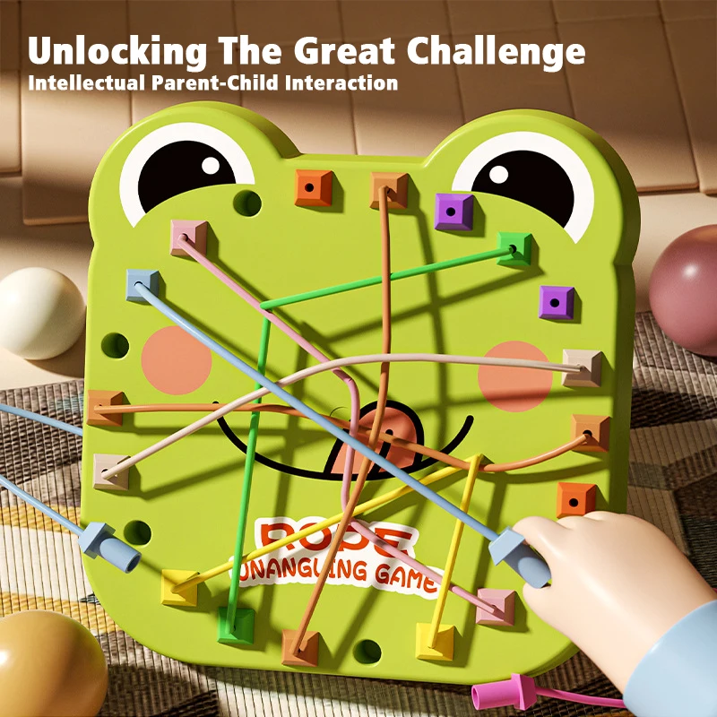 KNYYSECQ Children's Rope Breaking Challenge Puzzle Toy Intelligence Knotting Game Parent Child Interaction Unlocking Board Game