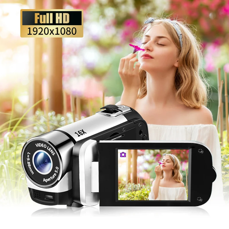 

Mini Camera DV Camcorder 2.4-Inch 1080P HD Rotatable Screen 16X Digital zoom For Sports Competitions Party Riding Homeuse